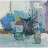 John Heliker, Still Life with Petunia, Oil on Canvas