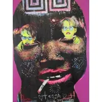 Judith Supine, Nephews, Acrylic & Wheat Paste Collage on Wood, 2013