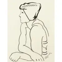 Fateh Moudarres, Portrait of a Man, 1968, Charcoal on Paper