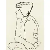 Fateh Moudarres, Portrait of a Man, 1968, Charcoal on Paper