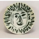 Pablo Picasso, Full-Face Face, 1960, O.P. white earthenware clay, engraving accentuated with oxidized paraffin, galze bath