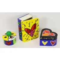 Romero. Three Britto, Hand Painted Wood Boxes