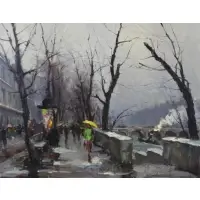 Vladimir Lazarev, Paris Scene, Oil on Canvas