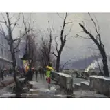 Vladimir Lazarev, Paris Scene, Oil on Canvas