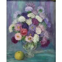 Lucille Lilliard, Asters, Oil on Board
