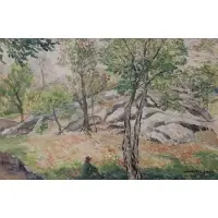 Samuel Cahan, Figure in Landscape, Watercolor