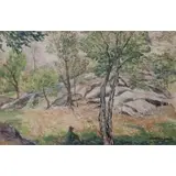 Samuel Cahan, Figure in Landscape, Watercolor