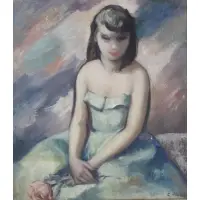 Edith Morehouse, Portrait of a Girl, Oil on Canvas