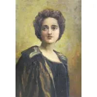 Ludwig Satz, Portrait of Celia Adler, Oil on Canvas Laid on Board