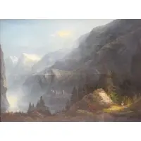 Romantic Mountain Landscape by William Louis Sonntag, Oil on Canvas, sold Oct 2018