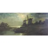 C. Oil on Board Clark, Windmill in Evening Light