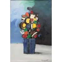 Giuseppe Napoli, Flowers, Oil on Board