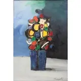 Giuseppe Napoli, Flowers, Oil on Board