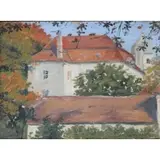 Rudolf Bossard, Building, Oil on Board