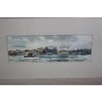 Christine Chew Smith, East River with Tug Boat # 1, Watercolor