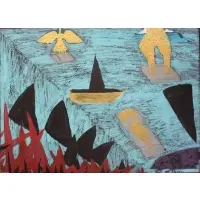 Isaac Mbambo, City of Angels, 2017, Mixed Media on Board