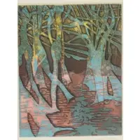 L. Color Lithograph Johnson, Untitled composition