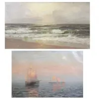 Frank Rehn, Untitled, Two Oil on Canvas Seascapes