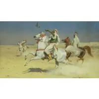 Harrington Bird, Arab Falconers on Horseback, Watercolor