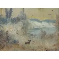 Untitled by Louis Eilshemius, Oil on Board, sold Oct 2018