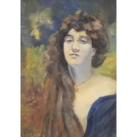 Louis Eilshemius, Portrait of a Beauty, Oil on Card
