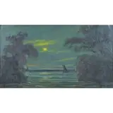 Louis Eilshemius, Moonlit Seascape, Oil on Board