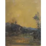 Louis Eilshemius, River Landscape, Oil on Board