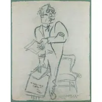 Man Holding Letters by William Gropper, Blue Chalk on Paper, sold Oct 2018
