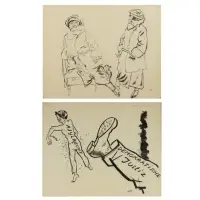 George Grosz, Demokratische Justiz, Double Sided Ink on Paper Drawing