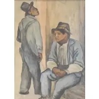 Pablo O'Higgins, Two Men, Watercolor on Paper
