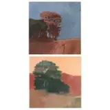 William Kortlander, Untitled (Landscapes), Two Acrylics on Paper