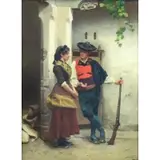 Jules Worms, The Courtship, Oil on Wood Panel