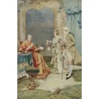 Umberto Cacciarelli, A Visit to the Cardinal, Watercolor