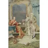 Umberto Cacciarelli, A Visit to the Cardinal, Watercolor