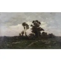 John J. Hammer, Figure Along Country Path, Oil on Canvas