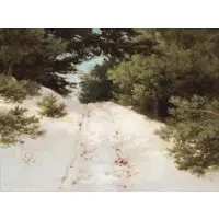 Robert Decker, Winter Path, Oil on Board