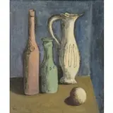 Marc Mendelson, Still Life with Bottles, Vase and Ball, Oil on Board