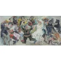 Walter Spitzer, Wedding Scene, Oil on Canvas