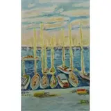 Jules Cavaillès, Yachts a Cannes, Oil on Canvas