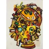 Joe Sam (African American, b by Joe. Oil on Canvas. Untitled Sam, sold Sep 2018