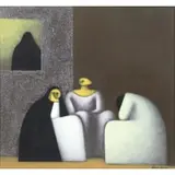 Jesus Leuus, Mujer a la Ventana, 1965, Oil on Board