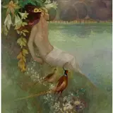 Felix Mas, Nude with Pheasants, Oil on Canvas