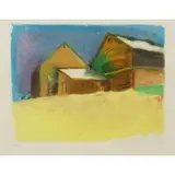 Wolf Kahn, Southhampton Barn, 1999, Carborundum Etching and Drypoint