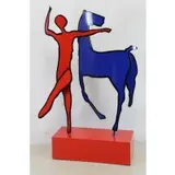 Wilcox Meerbott, Horse & Dancer, Painted Metal Sculpture