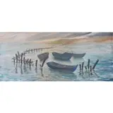 Fravelo Avellaneda, Boats in a Harbor, Oil on Canvas