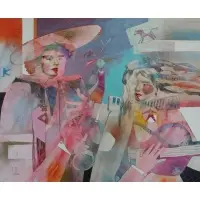Haul Hous, The Duet, Mixed Media on Board