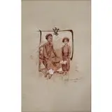 Er Zorgniotti, Untitled, Ink and Wash? Man and Child