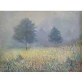 Wing Lee, Impressionistic Landscape of a Meadow, Oil on Canvas