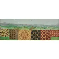 Susan Reed, Farm Folk Landscape, Mixed Media on Board