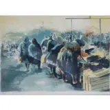 Victor Viko, Market Scene, Color Lithograph